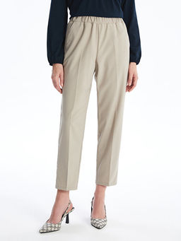 Kad?n Beli Lastikli D?z Pantolon