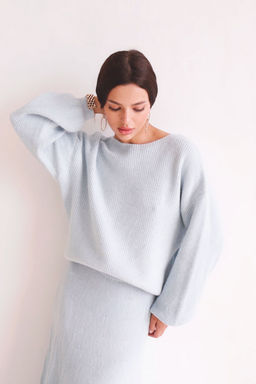 Martichelli Костюм с юбкой трикотажный в нежно-голубом  фото 3