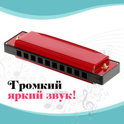 Губная гармошка Гармоника, с металлическим корпусом и футляром, цвета МИКС - Simaland фото 6