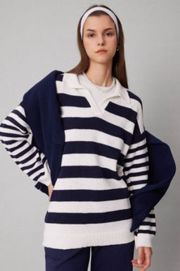 Regular Fit Cizgili Polo Yaka Tisort Tunik