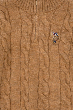 Меланжевый свитер светло-коричневого цвета для мальчика Неожиданная скидка в корзине - U.s. polo assn фото 3