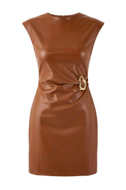 Kahverengi Duz K?sa / Mini Dokuma Elbise TWOAW26EL00336