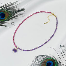 Колье из розового Турмалина и Аметиста