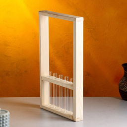 Кашпо деревянное 25х40х4,5 см с 5 колбами Рамка Экстра, натуральный Дарим Красиво  фото 3