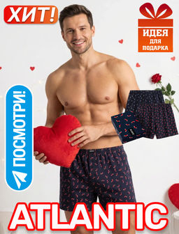 ATLANTIC 2GMB-010 Трусы боксеры Socks - набор 2 шт. темно-синий