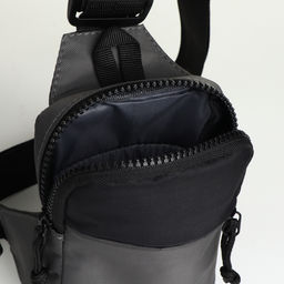 Сумка - слинг через плечо, из текстиля, серая