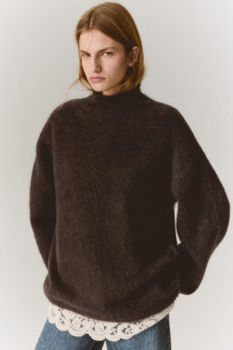 Jersey de mezcla de mohair con ribete de encaje - H&m фото 6