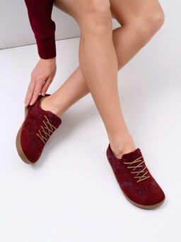 Кеды босоногие натуральная замша бордовые 184.natabr.Бордовая замша+бордовый джангл/Кожа