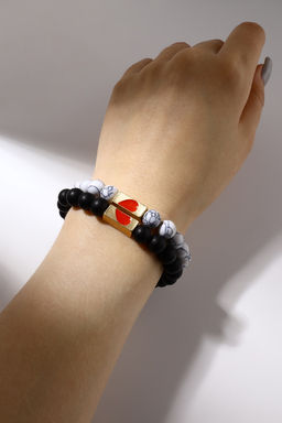 Браслеты парные «Неразлучники» сердце с бусинами, чёрно-белые, шар №8, d=6.5 см