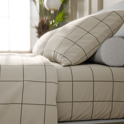 Постельное бельё Этель евро Клетка цвет бежевый 200х215, 220х240, 50х70-2 шт, бязь, 125 г/м2  фото 8