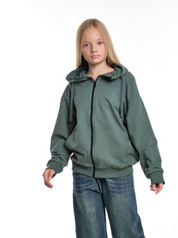 Толстовка на молнии с капюшоном 22-7653 хаки