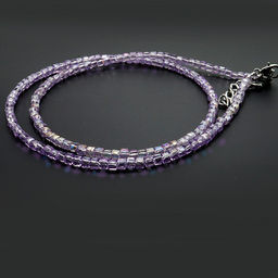 Бусы чокер Кубик хрусталь Сиреневые 3мм-38см алмазная огранка