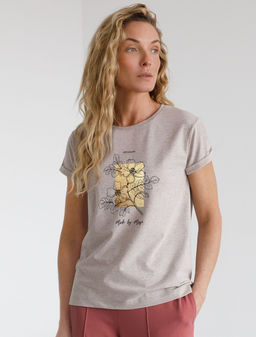 Свободная футболка с принтом из премиального хлопка с эластаном