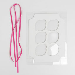 Цена за 5 шт. Коробка для капкейков, кондитерская упаковка с пластиковой крышкой, 6 ячеек 8 марта, 23?16?10 см