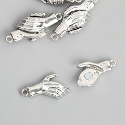 Цена за 4 шт. Застёжка магнитная металл «Руки», серебро, 3×1.3 см, (набор левая, правая)