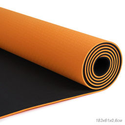 Коврик для йоги и фитнеса спортивный гимнастический двухслойный TPE 6мм. 183х61х0,6 цвет: оранжевый / YM2-TPE-6O / уп 12/