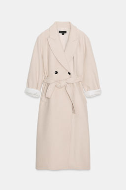 LONG WOOL COAT WITH BELT - Zara фото 7