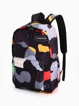 Рюкзак школьный на молнии, с карманами, с абстрактным рисунком, размер 30?13?42 см, с принтом, чёрный