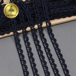 Кружево гипюр KRUZHEVO арт.TR.8G8008 шир.10мм цв.01 т.синий уп.12м