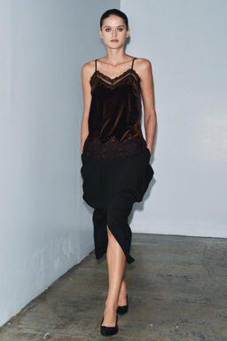 VELVET LACE CAMISOLE TOP - Zara фото 4