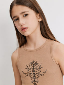 ACOOLA / Майка-топ детский для девочек Juli коричневый фото 4