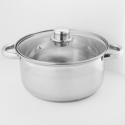 Кастрюля нерж. 4,2 л, 22 см, стекл. крышка, арт. ВЕ-158/2