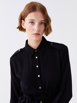 D?z Uzun Kollu Kad?n G?mlek Elbise