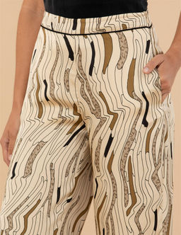 Krem Desenli Saten Pantolon - Pierre cardin фото 6