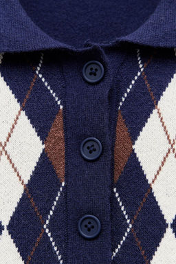 ARGYLE JACQUARD POLO SWEATER - Zara фото 9