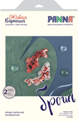 Набор для вышивания PANNA Живая картина JK-2248 Броши. Карпы кои 3.7 х 7.5 см