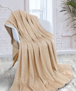 Покрывало Роскошь-бежевый/золото фланель жаккард 200*220 см. - Лен поволжья фото 2