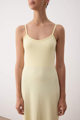 Sar? Ask?l? Havuz Yaka Bodycone/Vucuda Oturan Duz Maxi Orme Elbise TWOSS25EL00901 - Trendyolmilla фото 3