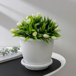 Цена за 2 шт. Горшок для цветов с поддоном «Альтернатива. Афина», 2.2 л, пластиковый, белый