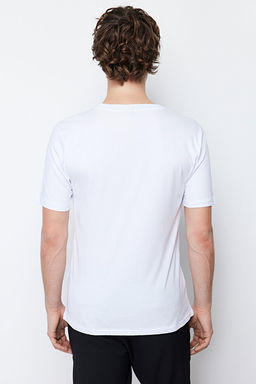 Beyaz Slim/Dar Kesim K_sa Kollu %100 Pamuklu Bisiklet Yaka T-Shirt TMNSS19BO0001 - Trendyolmilla фото 2