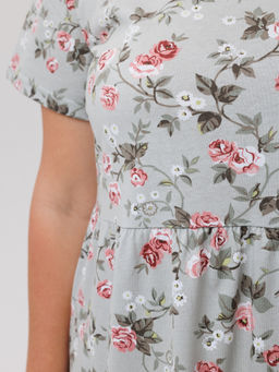 Трикотажное платье серые розы КП-02 (13)