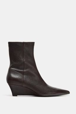 LEATHER WEDGE HEEL ANKLE BOOTS - Zara фото 10