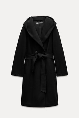 SOFT HOODED BELTED COAT - Zara фото 4