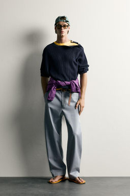 PANTAL?N CHINO LAVADO RELAXED FIT / Celeste lavado