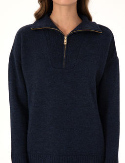 Lacivert Comfort Fit Fermuarl_ Dik Yaka Kazak - Pierre cardin фото 6