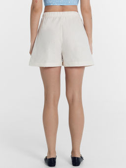 Шорты женские молочно-бежевые с жаккардовыми цветами молочные цветы жаккард 132341-2 - Mark formelle фото 5