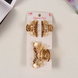 Цена за 6 шт. Крабики для волос «Флориана», набор 3 шт., цветы, 6.5 и 4 см, светло-коричневые