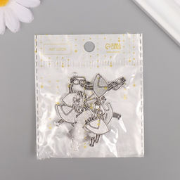 Цена за 10 шт. Металлический элемент, декоративная подвеска «Арт Узор. Алиса», серебро, 3.2×2 см