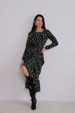 Платье чёрное с принтом длины миди - Martichelli фото 5