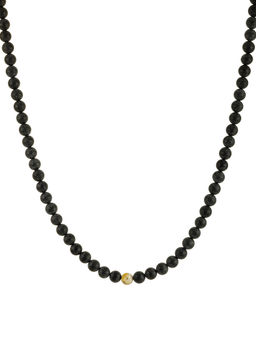 Стильные короткие бусы из чёрного формованного янтаря Куба