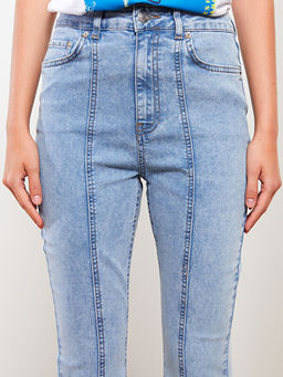 Y?ksek Bel Wideleg D?z Geni? Pa?a Kad?n Rodeo Jean Pantolon