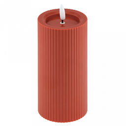 Свеча интерьерная, светодиодная на батарейках д7,4см h15(17,5)см, свет теплый, с мерцанием, матовый пластик, цвет красный, питание от 2-х батареек АА (в комплект не входят) (Китай)