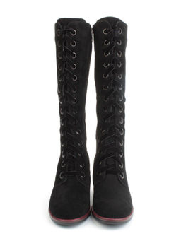 02-BA100-2 BLACK Сапоги зимние женские (натуральная замша, байка и натуральный мех) - Фабричный китай фото 9