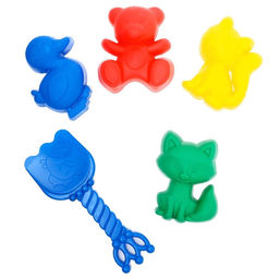 Цена за 2 шт. Набор игрушек для песочницы: 4 формочки, совок с короной, МИКС