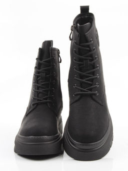 04-WD022-1M BLACK Ботинки зимние женские (натуральная кожа, 100% шерсть)