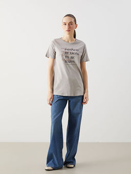 Bisiklet Yaka Bask?l? Hamile Ti??rt